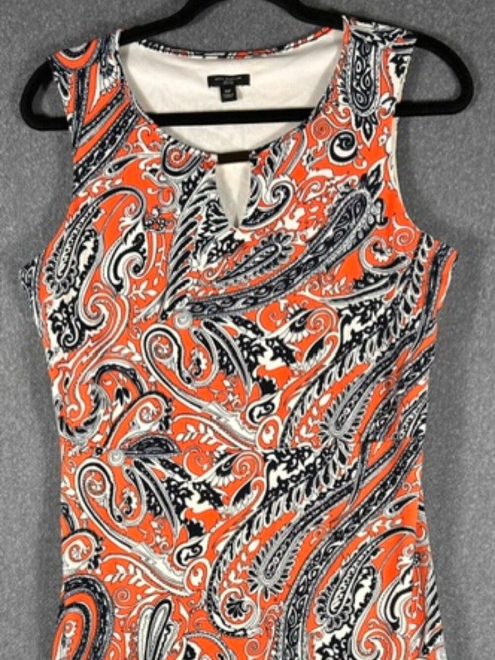 Ann Taylor Paisley Shift Dress Womens Sz 6P Orange & Blue Sleeveless Casual